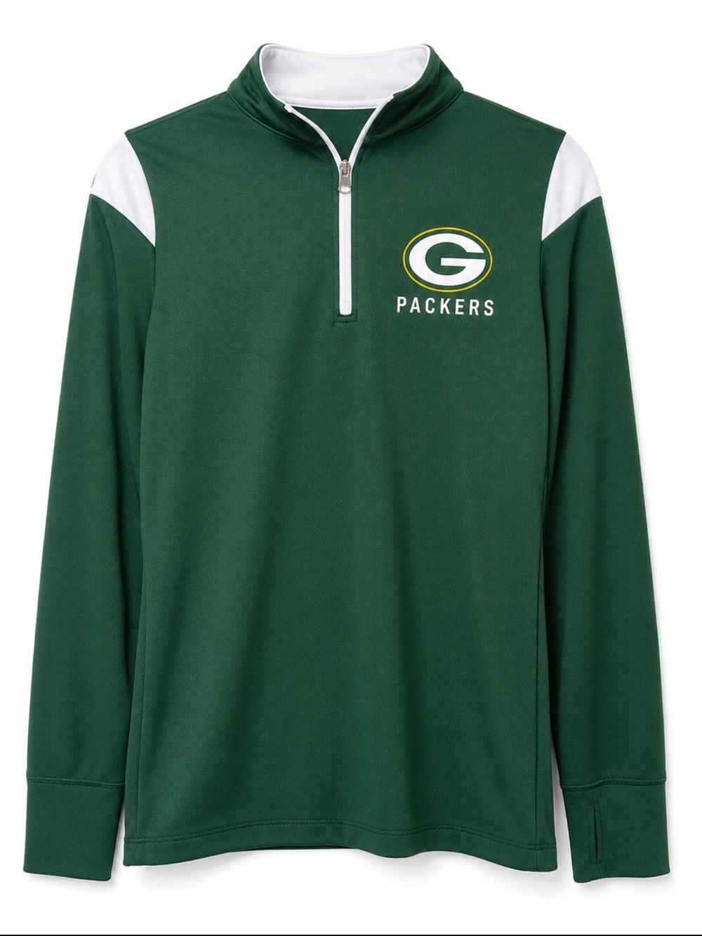NFL Green and White Packers Half-Zip Pullover